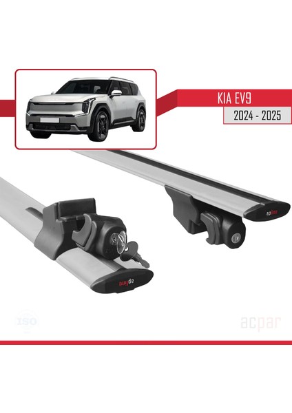 Kia Ev9 2024-2025ARASI ile Uyumlu Hook Model Ara Atkı Tavan Barı Gri 2 Adet