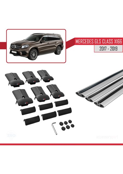 Mercedes Gls Class X166 2017-2019 Arası ile Uyumlu Fly Model Ara Atkı Tavan Barı Gri 3 Adet indirimleri