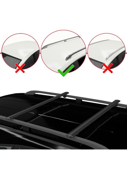 Chevrolet Tahoe 2000-2006 Arası ile Uyumlu Basıc Model Ara Atkı Tavan Barı Siyah 2 Adet