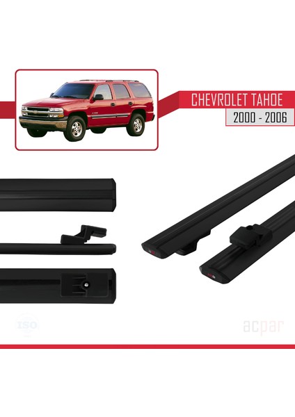 Chevrolet Tahoe 2000-2006 Arası ile Uyumlu Basıc Model Ara Atkı Tavan Barı Siyah 2 Adet