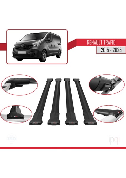Renault Trafic 3 (X82) 2015 ve Sonrası ile Uyumlu Fly Model Ara Atkı Tavan Barı Siyah 4 Adet fırsatları