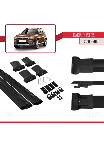 Dacia Duster (Hs) Pre-Facelift 2010-2013 Arası ile Uyumlu Fly Model Ara Atkı Tavan Barı Siyah 2 Adet indirimleri