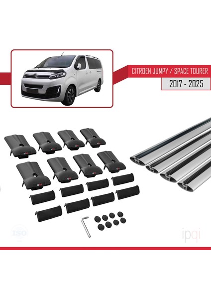 Citroen Jumpy 3 (K0) Space Tourer 2017 ve Sonrası ile Uyumlu Fly Model Ara Atkı Tavan Barı Gri 4 Adet indirimleri
