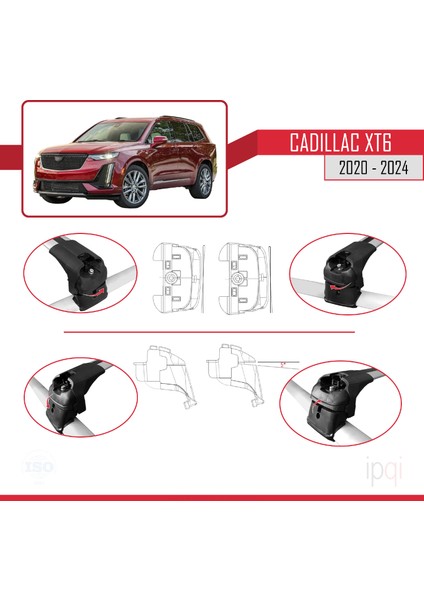 Cadillac Xt6 2020-2024 Arası ile Uyumlu Ace-2 Model Ara Atkı Tavan Barı Gri 2 Adet fırsatları