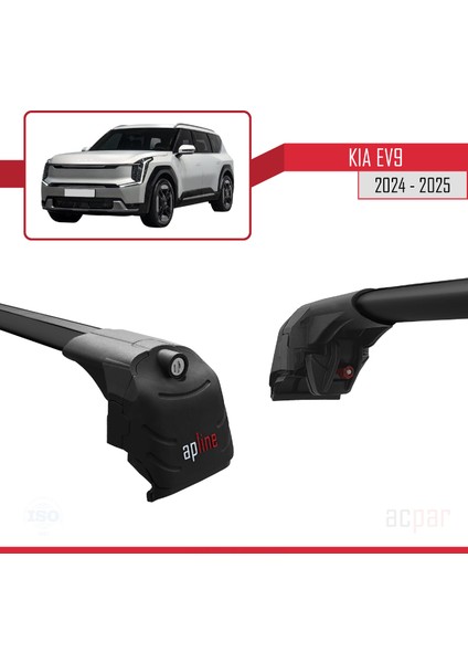 Kia E V9 2024-2025ARASI ile Uyumlu Ace-2 Model Ara Atkı Tavan Barı Siyah 2 Adet