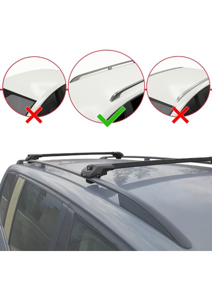 Dacia Dokker (K67) 2012-2024 Arası ile Uyumlu Ace-1 Ara Atkı Tavan Barı Siyah 2 Adet