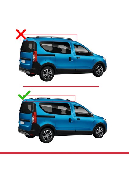 Dacia Dokker (K67) 2012-2024 Arası ile Uyumlu Ace-1 Ara Atkı Tavan Barı Siyah 2 Adet