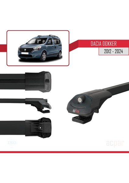 Dacia Dokker (K67) 2012-2024 Arası ile Uyumlu Ace-1 Ara Atkı Tavan Barı Siyah 2 Adet
