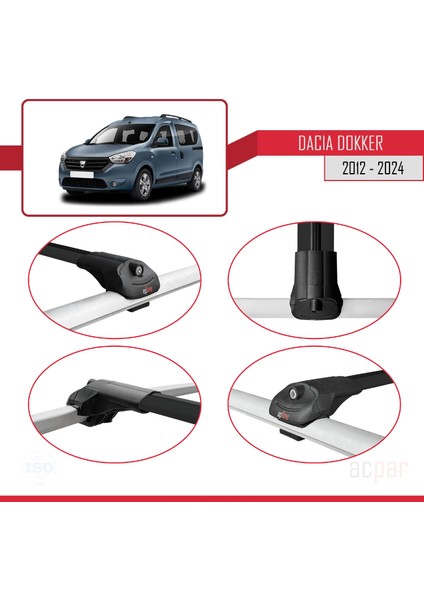 Dacia Dokker (K67) 2012-2024 Arası ile Uyumlu Ace-1 Ara Atkı Tavan Barı Siyah 2 Adet