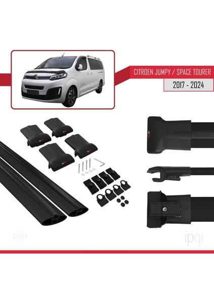 Citroen Jumpy 3 (K0) Space Tourer 2017 ve Sonrası ile Uyumlu Fly Model Ara Atkı Tavan Barı Siyah 2 Adet indirimleri