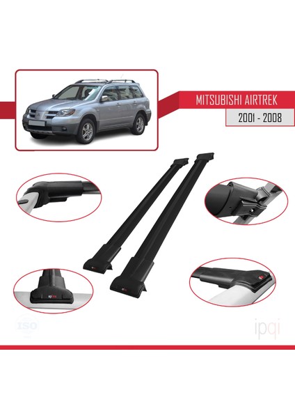 Mitsubishi Airtrek 2001-2008 Arası ile Uyumlu Fly Model Ara Atkı Tavan Barı Siyah 2 Adet fırsatları