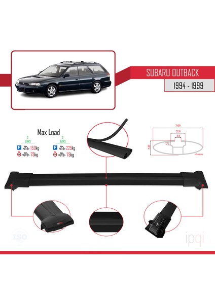 Subaru Outback 1994-1999 Arası ile Uyumlu Fly Model Ara Atkı Tavan Barı Siyah 2 Adet modelleri