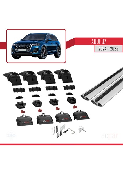 Audi Q7 2024 ve Sonrası ile Uyumlu Ace-2 Model Ara Atkı Tavan Barı Gri 2 Adet