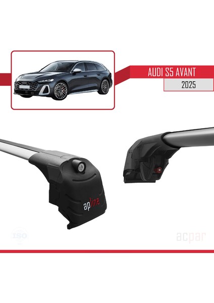 Audi S5 Avant 2024 ve Sonrası ile Uyumlu Ace-2 Model Ara Atkı Tavan Barı Gri 2 Adet
