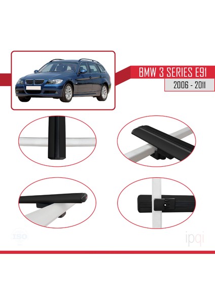 Bmw 3 Series E91 Touring 2006-2011 Arası ile Uyumlu Basıc Model Ara Atkı Tavan Barı Siyah 3 Adet fırsatları
