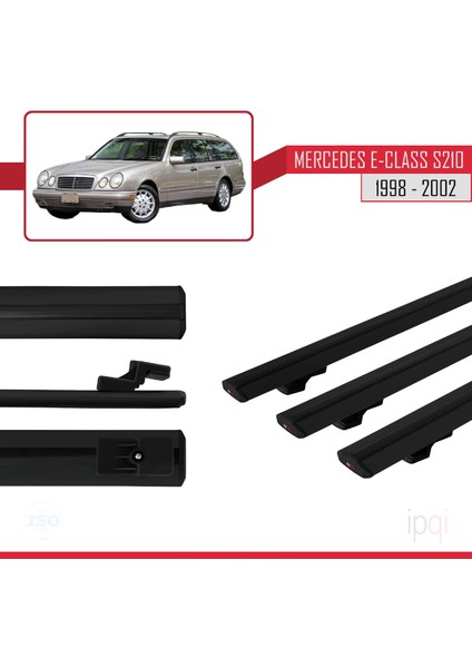 Mercedes E Class S210 Wagon 1998-2002 Arası ile Uyumlu Basıc Model Ara Atkı Tavan Barı Siyah 3 Adet modelleri