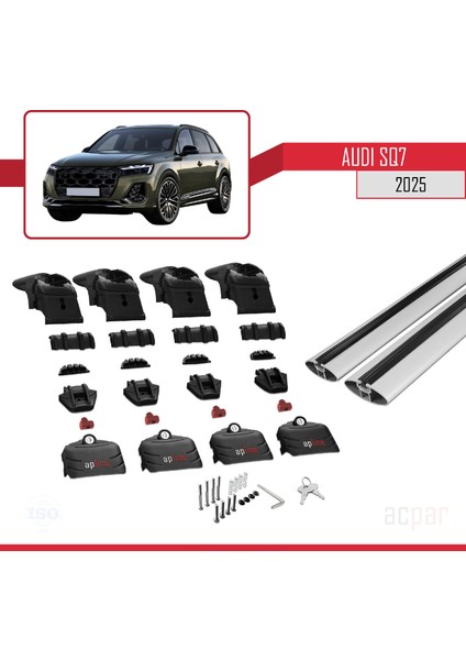 Audi Sq7 2024 ve Sonrası ile Uyumlu Ace-2 Model Ara Atkı Tavan Barı Gri 2 Adet