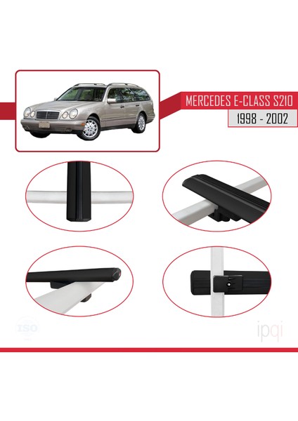 Mercedes E Class S210 Wagon 1998-2002 Arası ile Uyumlu Basıc Model Ara Atkı Tavan Barı Siyah 3 Adet fırsatları