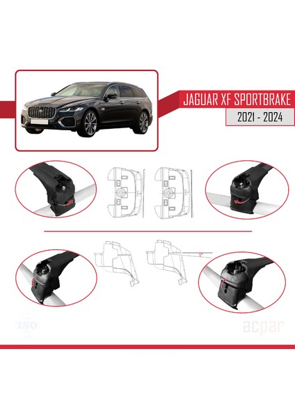 Jaguar Xf Sportbrake 2015 ve Sonrası ile Uyumlu Ace-2 Model Ara Atkı Tavan Barı Siyah 2 Adet fırsatları