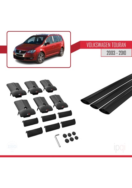 Volkswagen Touran (1t) Pre-Facelift 2003-2010 Arası ile Uyumlu Fly Model Ara Atkı Tavan Barı Siyah 3 Adet indirimleri