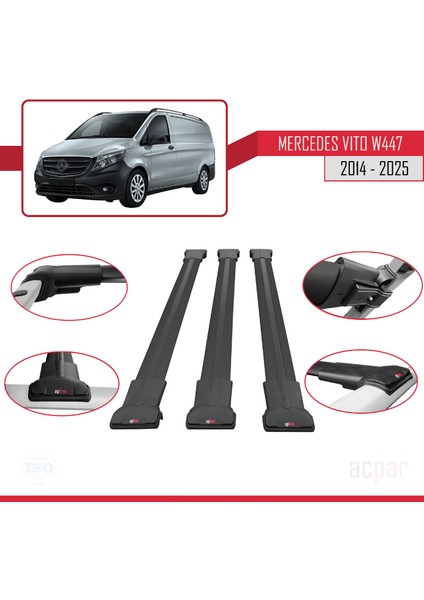Citroen Nemo 3 (225) 2008-2017 Arası ile Uyumlu Fly Model Ara Atkı Tavan Barı Siyah 2 Adet fırsatları