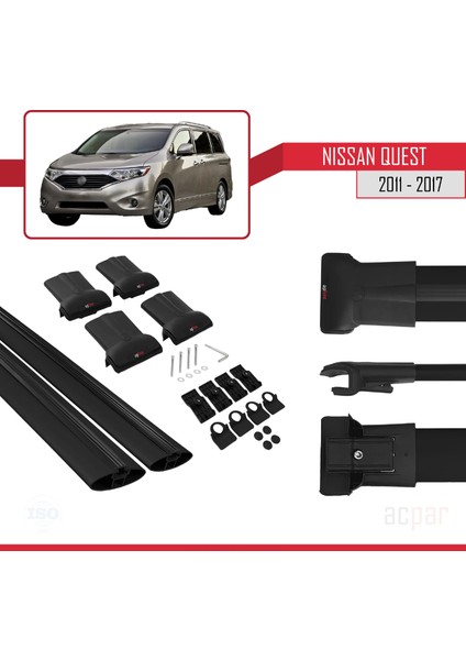 Nissan Quest 2011-2017 Arası ile Uyumlu Fly Model Ara Atkı Tavan Barı Siyah 2 Adet indirimleri