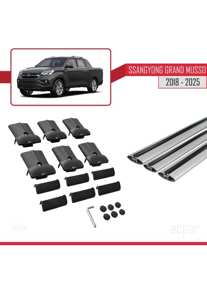 Fiat Doblo 2 2010-2022 Arası ile Uyumlu Fly Model Ara Atkı Tavan Barı Gri 2 Adet