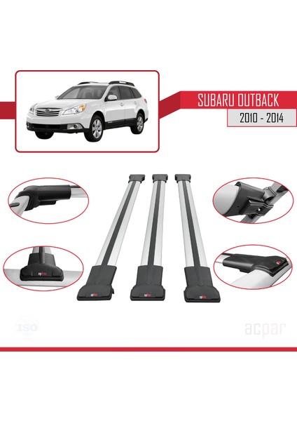 Subaru Outback 2010-2014 Arası ile Uyumlu Fly Model Ara Atkı Tavan Barı Gri 3 Adet fırsatları