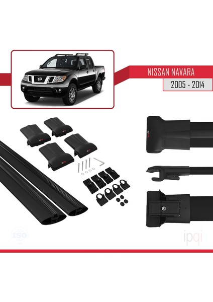 Nissan Navara 3 (D40) 2005-2014 Arası ile Uyumlu Fly Model Ara Atkı Tavan Barı Siyah 2 Adet indirimleri