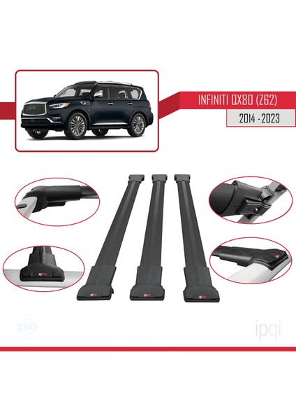 Infiniti QX80 (Z62) 2014-2023 Arası ile Uyumlu Fly Model Ara Atkı Tavan Barı Siyah 3 Adet fırsatları