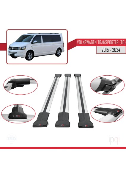 Volkswagen T6 Transporter 2015-2024 Arası ile Uyumlu Fly Model Ara Atkı Tavan Barı Gri 3 Adet fırsatları