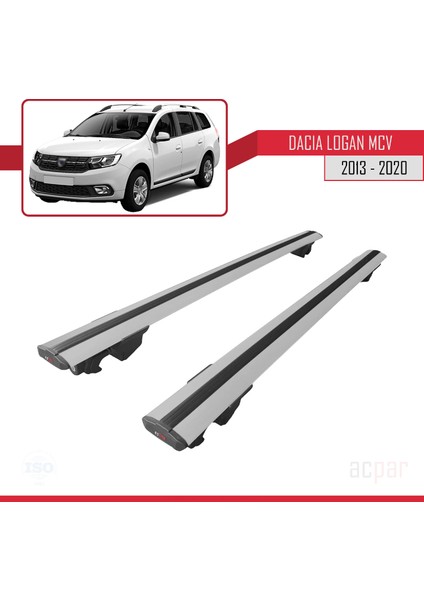 Dacia Logan 2 Mcv (K52) 2013-2020 Arası ile Uyumlu Hook Model Ara Atkı Tavan Barı Gri 2 Adet