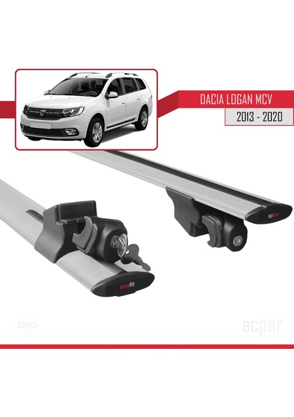 Dacia Logan 2 Mcv (K52) 2013-2020 Arası ile Uyumlu Hook Model Ara Atkı Tavan Barı Gri 2 Adet