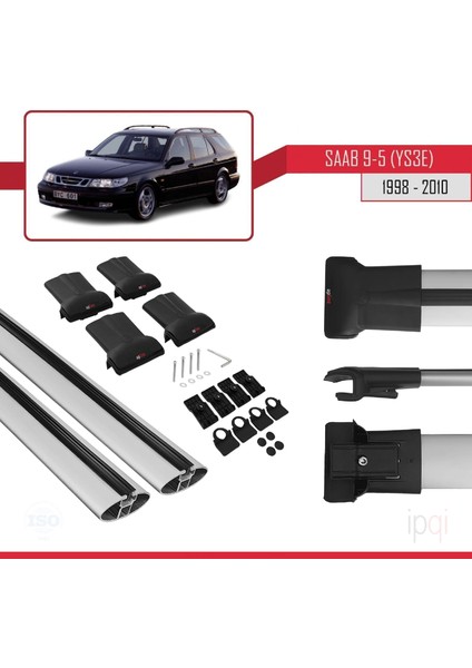 Saab 9-5 (YS3E) Sw 1998-2010 Arası ile Uyumlu Fly Model Ara Atkı Tavan Barı Gri 2 Adet indirimleri