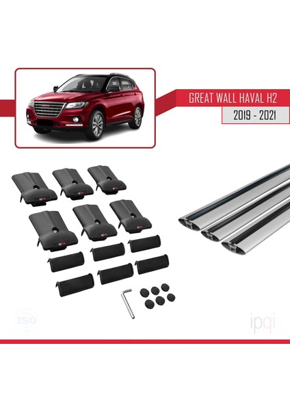 Great Wall Haval H2 2019-2021 Arası ile Uyumlu Fly Model Ara Atkı Tavan Barı Gri 3 Adet indirimleri