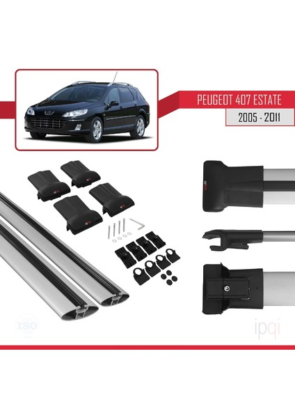 Peugeot 407 Sw 2005-2011 Arası ile Uyumlu Fly Model Ara Atkı Tavan Barı Gri 2 Adet indirimleri