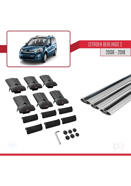 Citroen Berlingo 2 (B9) 2008-2018 Arası ile Uyumlu Fly Model Ara Atkı Tavan Barı Gri 3 Adet indirimleri