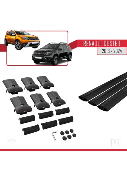 Renault Duster 2 (Hm) 2018 ve Sonrası ile Uyumlu Fly Model Ara Atkı Tavan Barı Siyah 3 Adet indirimleri