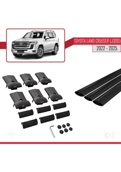 Toyota Land Cruiser (J300) 2022 ve Sonrası ile Uyumlu Fly Model Ara Atkı Tavan Barı Siyah 3 Adet indirimleri