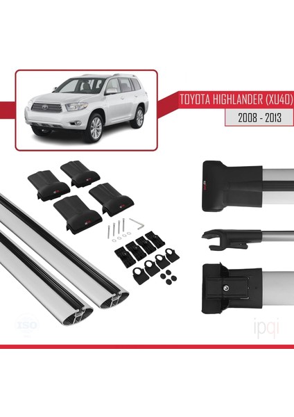 Toyota Highlander (XU40) 2008-2013 Arası ile Uyumlu Fly Model Ara Atkı Tavan Barı Gri 2 Adet indirimleri