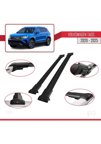 Volkswagen Taos 2021 ve Sonrası ile Uyumlu Fly Model Ara Atkı Tavan Barı Siyah 2 Adet fırsatları