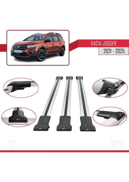Dacia Jogger 2021 ve Sonrası ile Uyumlu Fly Model Ara Atkı Tavan Barı Gri 3 Adet fırsatları