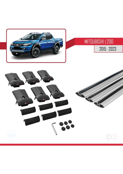 Mitsubishi L200 V 2015-2023 Arası ile Uyumlu Fly Model Ara Atkı Tavan Barı Gri 3 Adet indirimleri