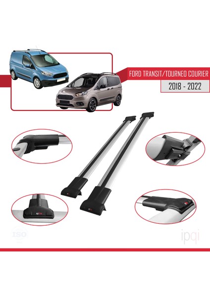 Ford Transit/tourneo Courier Post-Facelift 2018-2022 Arası ile Uyumlu Fly Model Ara Atkı Tavan Barı Gri 2 Adet modelleri
