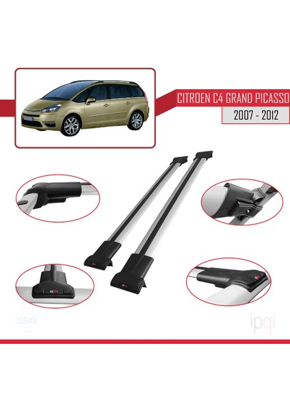 Citroen Grand C4 Picasso 2007-2012 Arası ile Uyumlu Fly Model Ara Atkı Tavan Barı Gri 2 Adet modelleri