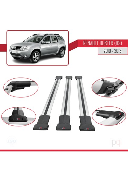 Renault Duster (Hs) Pre-Facelift 2010-2013 Arası ile Uyumlu Fly Model Ara Atkı Tavan Barı Gri 3 Adet fırsatları