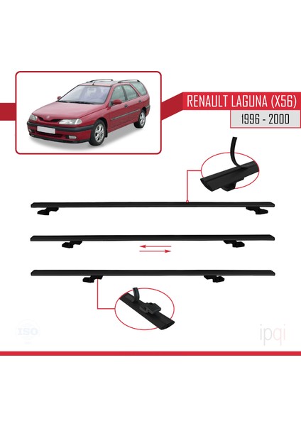 Renault Laguna (X56) Sw 1996-2000 Arası ile Uyumlu Basıc Model Ara Atkı Tavan Barı Siyah 3 Adet indirimleri