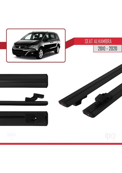 Seat Alhambra 2 (7n) 2010-2020 Arası ile Uyumlu Basıc Model Ara Atkı Tavan Barı Siyah 2 Adet modelleri