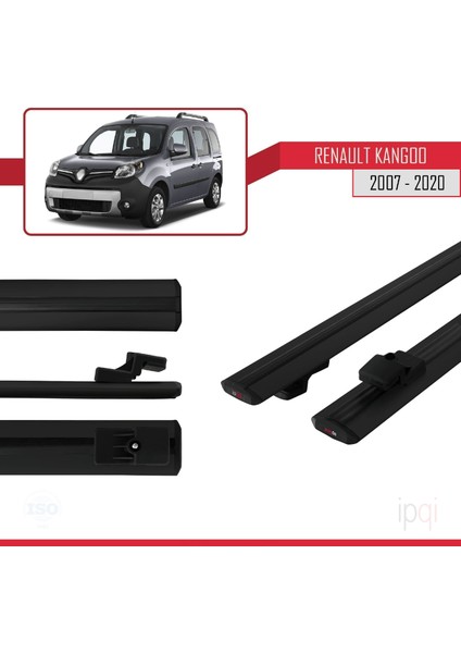 Renault Kangoo 2 (X61) 2007-2020 Arası ile Uyumlu Basıc Model Ara Atkı Tavan Barı Siyah 2 Adet