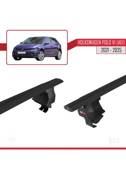 Volkswagen Polo 6 (Ae1) 2021 ve Sonrası ile Uyumlu Ace-4 Ara Atkı Tavan Barı Siyah 2 Adet indirimleri